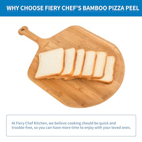 18” Bamboo Pizza Peel with 8 Slice Grooves (XX-Large 18"W(25.6" x 18"))
