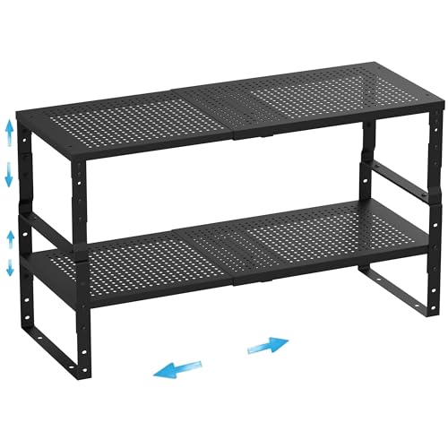 Expandable Adjustable & Stackable Spice Rack (Black / 2PACKS/BLACK/LARGE)
