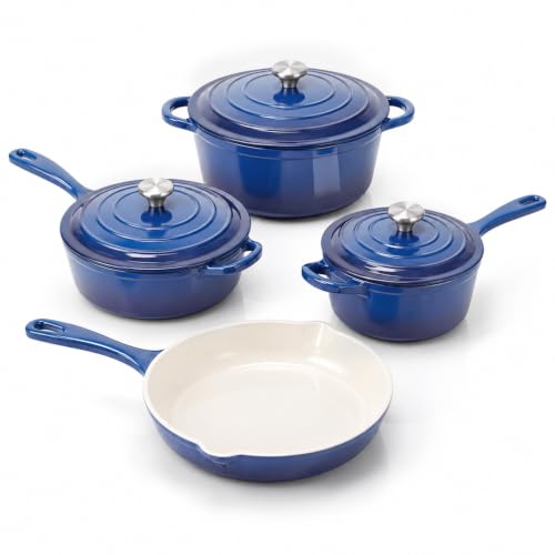 Nonstick Enameled Cast Iron Cookware Set (Blue B)