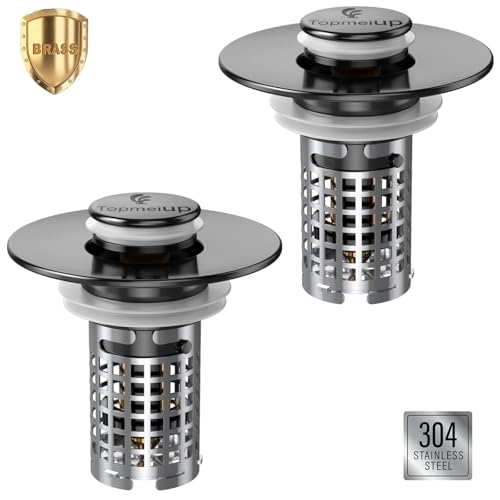 Bathroom Sink Drain Strainer (Black-2pcs)