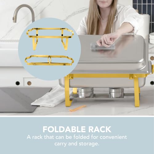 4 Pack 8QT Chafing Dish Full Set (4 Pack - Gold Frame)