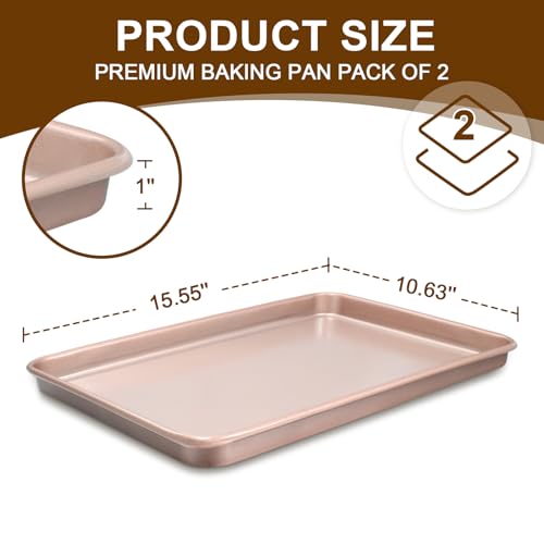 Baking Sheet Pan Set of 2 (15x10x1 inch Set / Rose Gold)
