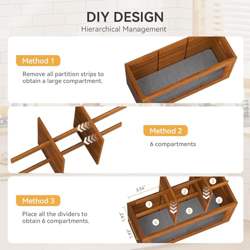 Bamboo Kitchen Utensil Holder with Drying Stone and 6 Compartments (Brown / Medium)