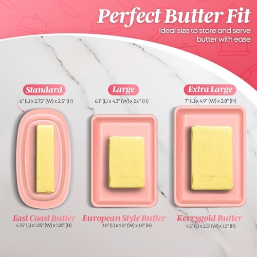 Standard Ceramic Butter Dish with Lid for Countertop (Pink / Standard)