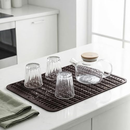 Silicone Dish Drying Mat (Coffee / 16"L x 12"W)