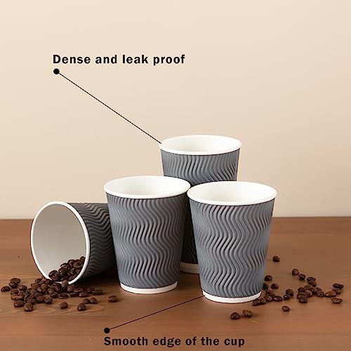 150 Pack 8 oz Coffee Cups Disposable Insulated Paper Cup Gray (Gray / 8 oz-150)