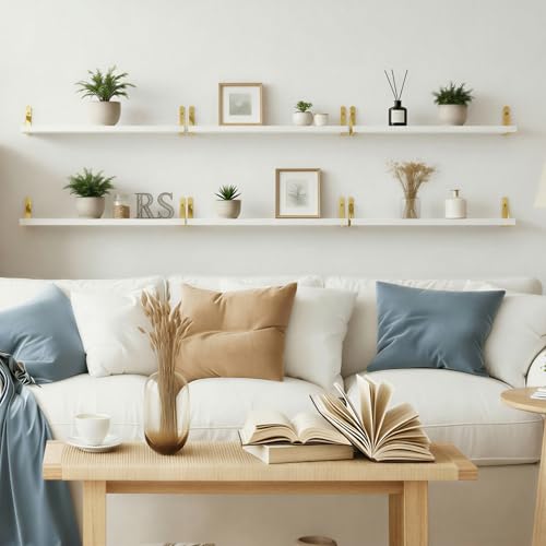 23.6in Floating Shelves for Wall Home Decor (White / 23.6 x 6.1 x 0.59 inches)