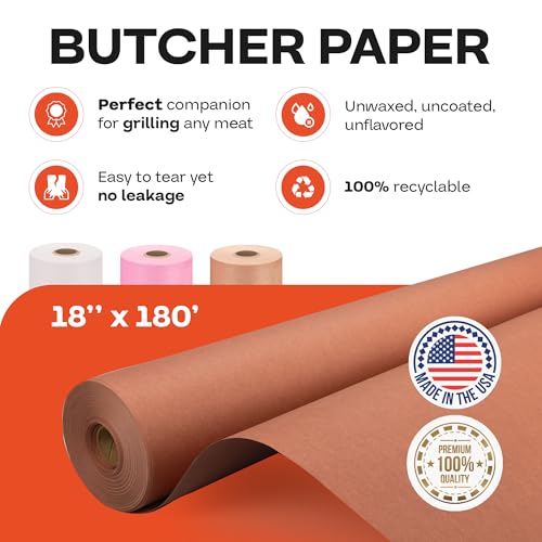 Peach Butcher Paper 18" x 2160" (Peach / 18" X 180 Feet, 1 Roll)