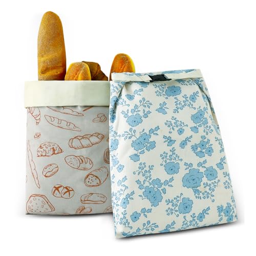 Beeswax Bread Bags for Homemade bread (Blue & Apricot)
