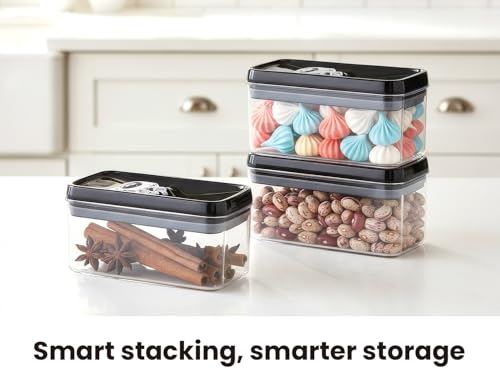 Flip Tite Food Storage Container with Lid 4” RECTANGLE Airtight Ring Flip Lock Top (Black / 4")