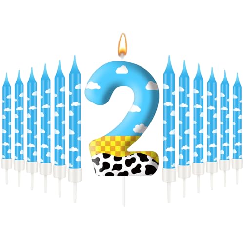 13PCS Toy Inspire Game Story Birthday Candles Set for Kids (Blue+White+Yellow+Black / 2)