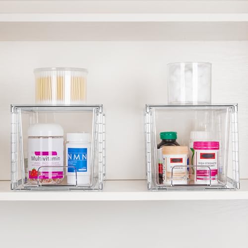 2 Pack Large Stackable Storage Drawers (Clear( 2 Pack))