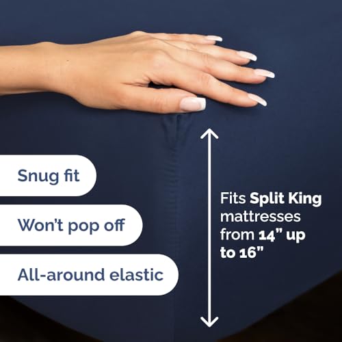 Flex Top Split Head King 4 Piece Sheet Set (18 - Navy Blue / Split Head/Flex Top)