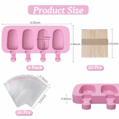 2 Pack Silicone Popsicles Molds (Blue and Pink)