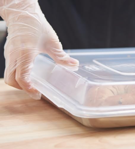 6-Pack 1/4 Size Sheet Pan with Cover Set (12 Piece Bundle), Dishwasher Safe Baking Pans & NSF Certified Polypropylene Lids, Compact Quarter Bun Pan for Meal Prep, Baking & Storage - Silver/Translucent (13 x10 Inch (6-Pack Pan with Lid))