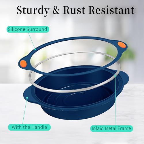 8 in 1 Silicone Baking Set (8-Piece Baking Set (6 Cake Molds, 2 Baking Mats) / Navy Blue)