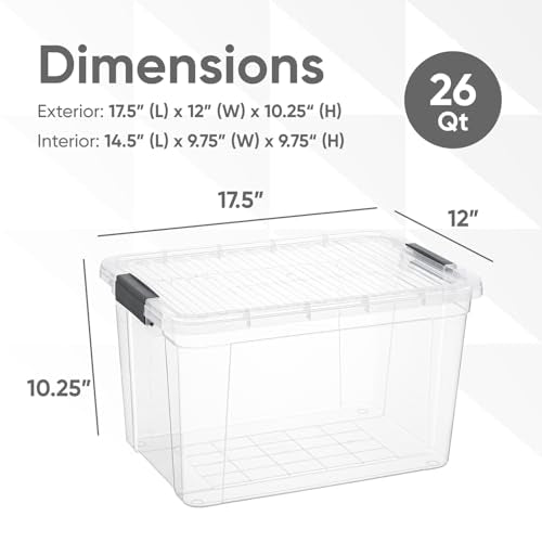 26.5 Quart Clear Plastic Storage Boxes with Lids (26 Quart)