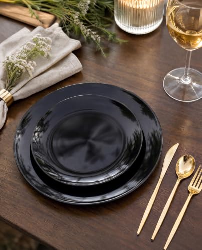 200PCS Black Plastic Plates (Black / 200 PCS)