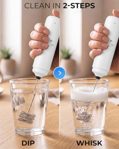 Rechargeable Milk Frother Handheld (Winter White / Rechargeable Z1 Motor Max)