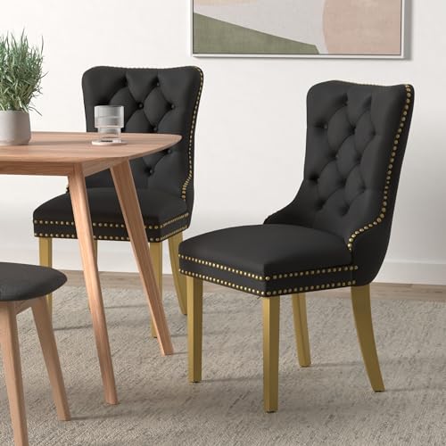 Black and Gold Velvet Dining Chairs Set of 6 (Standard Black)