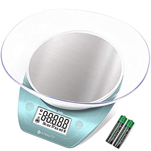 Food Kitchen Scale with Bowl (Bright Blue / 11lb / 11lb)
