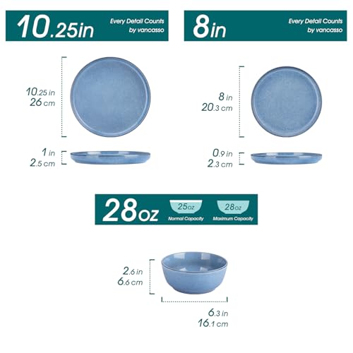 ANYA 18 Pieces Plates and Bowls Set (Blue / 18 Pcs (Service for 6))