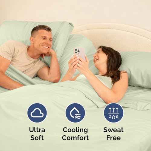 Flex Top Split Head King 4 Piece Sheet Set (16 - Light Sage Green / Split Head/Flex Top)