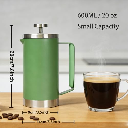Green 600ml French Press Coffee Maker (20 oz / Green)