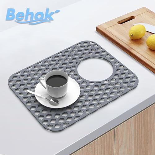 2 Pack Silicone Sink Protector Mat for Kitchen Sink Rear Drian Gray (Gray)