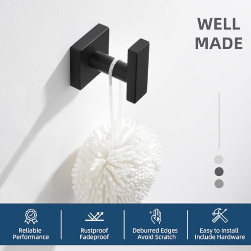 Towel Hook for Bathroom (Matte Black)