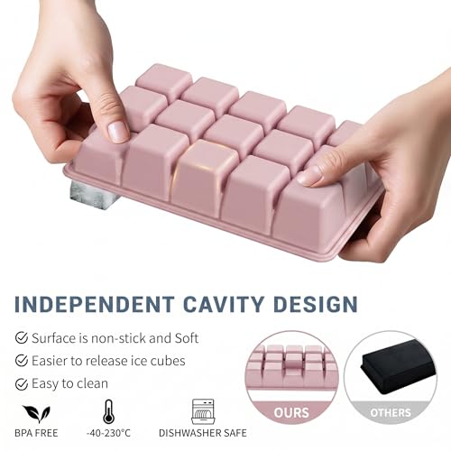 Silicone Ice Cube Tray 2 Pack (Ice Cube Tray 2 Pack / Pink+Pink)