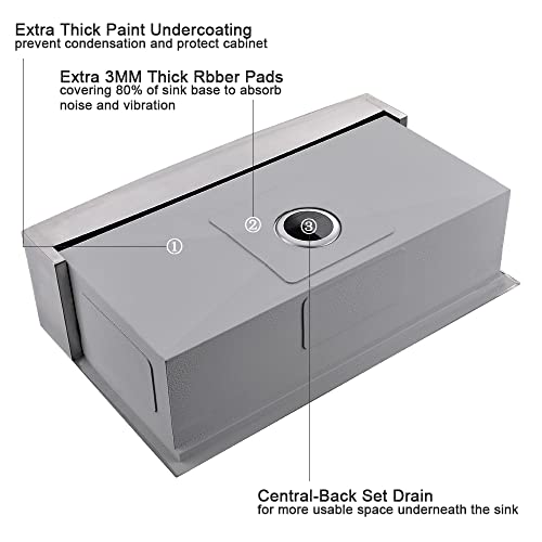 33Inch Farmhouse Kitchen Sink Workstation (33"L x 22"W x 10"D / Stainless Steel)