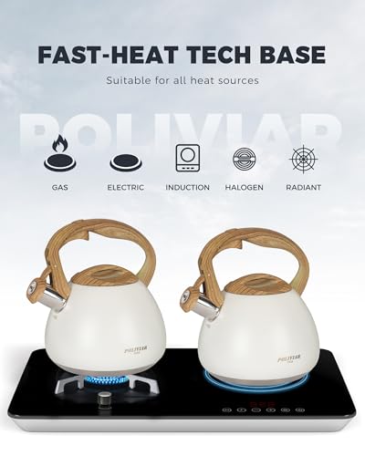 POLIVIAR Tea Kettle (2.7 Quarts / White)