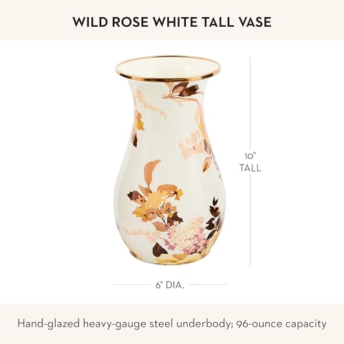 Enamel Tall Vase (White Wild Rose)