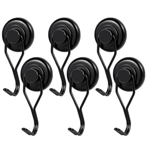 Magnetic Hooks Magnet Hook for Cruise Cabins Fridge 120LBS 6Pack (Black / 1.26in)