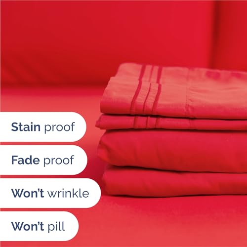 Split King Size 5 Piece Sheet Set (27 - Red / Split King Size)