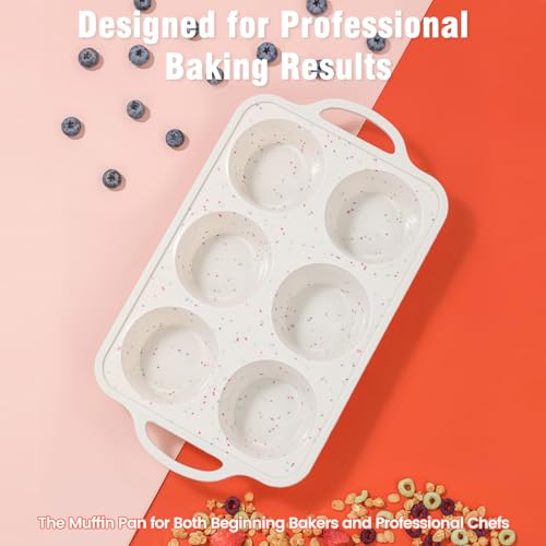 Silicone Jumbo Muffin Pan for Baking with Metal Reinforced Frame (Jumbo: 6 Cups×1pack)