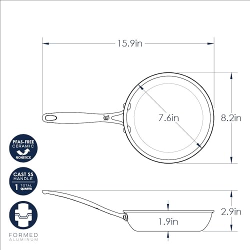 Basalt Aluminum Saute Skillet (8-Inch / Nonstick Ceramic Coating)
