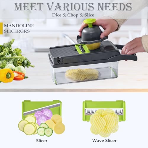 Vegetable Chopper Mandoline Slicer Home Kitchen Appliance Essential Gadget (Gray)
