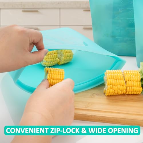 Reusable Food Storage Bags Extra Large (Aqua | XL | 4 Pack)