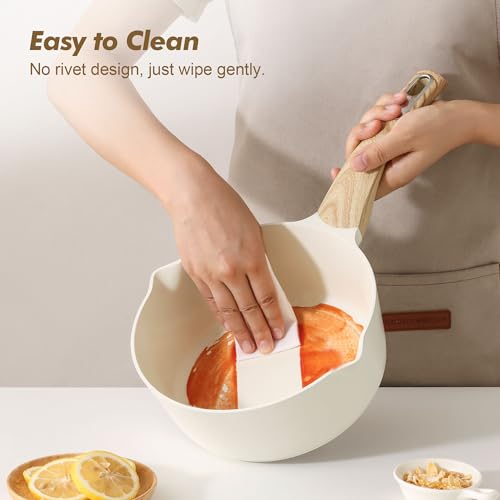 Ceramic Nonstick Sauce Pan with Lid (Ceramic White / 1.5 Quarts)