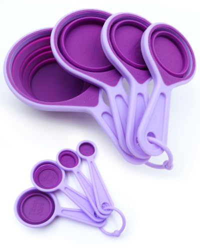 Collapsible Measuring Cups and Spoons Set (Purple)