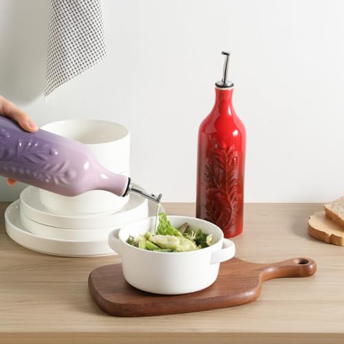 Sweejar Large Olive Oil Dispenser Bottle with Spout (Gradient Red / Patterned styles)