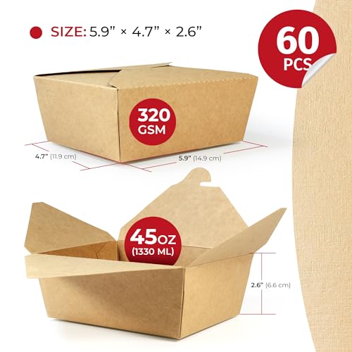 Takeout Storage Containers (Kraft 45oz 60pack)