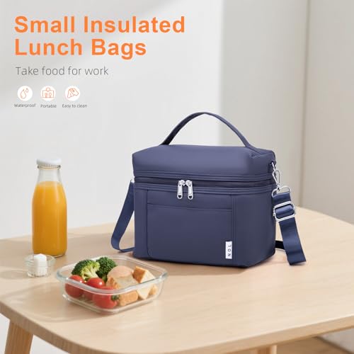 NOL Insulated Lunch Bags for Women Cooler Bag Lightweight Nylon Waterproof Lunch Box for Work Small Navy Blue 4L (Navy Blue / Small (4 Liters))