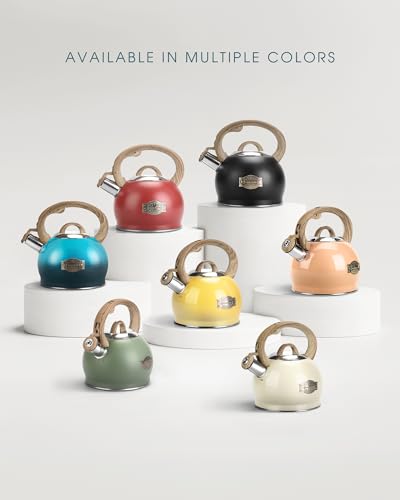 2.1 Qt Whistling Tea Kettle for Stovetop with Heat (Dark Blue)