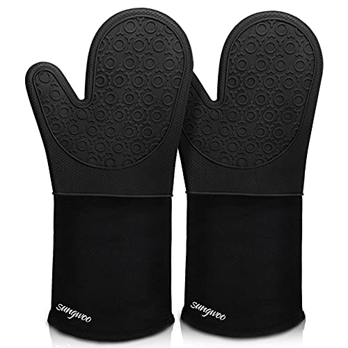 Silicone Oven Mitts (Black / 14.6in Oven Mitts)