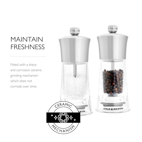 Bromley, 6", Acrylic Salt & Pepper Mill Gift Set (White and Stainless Steel)
