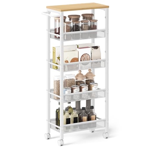 5 Tier Slim Rolling Storage cart with Wheels