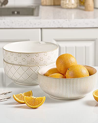 Large Serving Bowls (Embossed Checks & Stripes / 8")